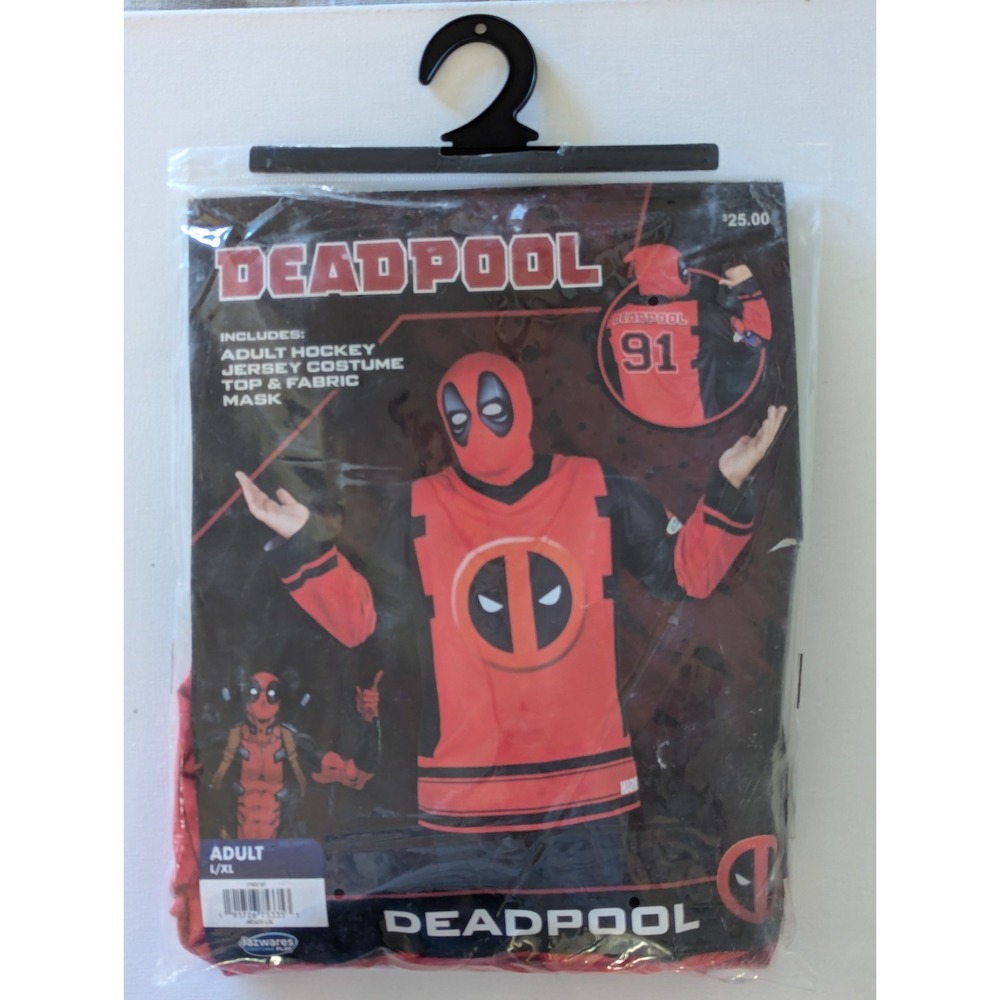 Dead Pool Mens Marvel Hockey Jersey & Mask Halloween Costume ADULT L/XL -NEW!